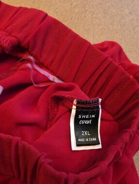 SHEIN Curve Deep Red Elastic Waist Skirt - 2XL